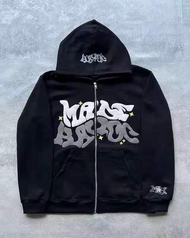 2024 AliExpress Amazon European and American Connector Trend Y2K Gothic Punk Hip Hop Fashion Zipper Digital Print