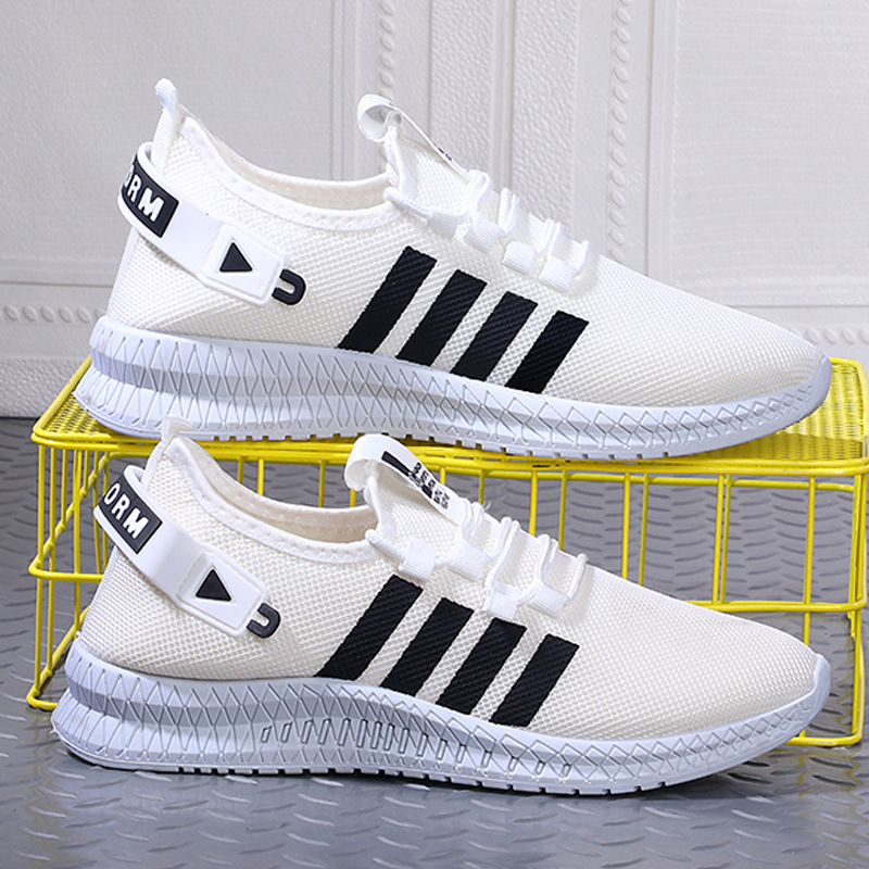 Factory new men's casual shoes breathable sports running shoes soft bottom trend lightweight flying woven shoes a generation of hair