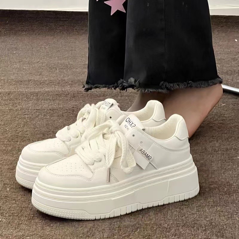 Internet Celebrity White Shoes Women's Shoes ins All-match Platform Platform Casual Students Wind-increasing High Shoes Spring New Arrival on Campus