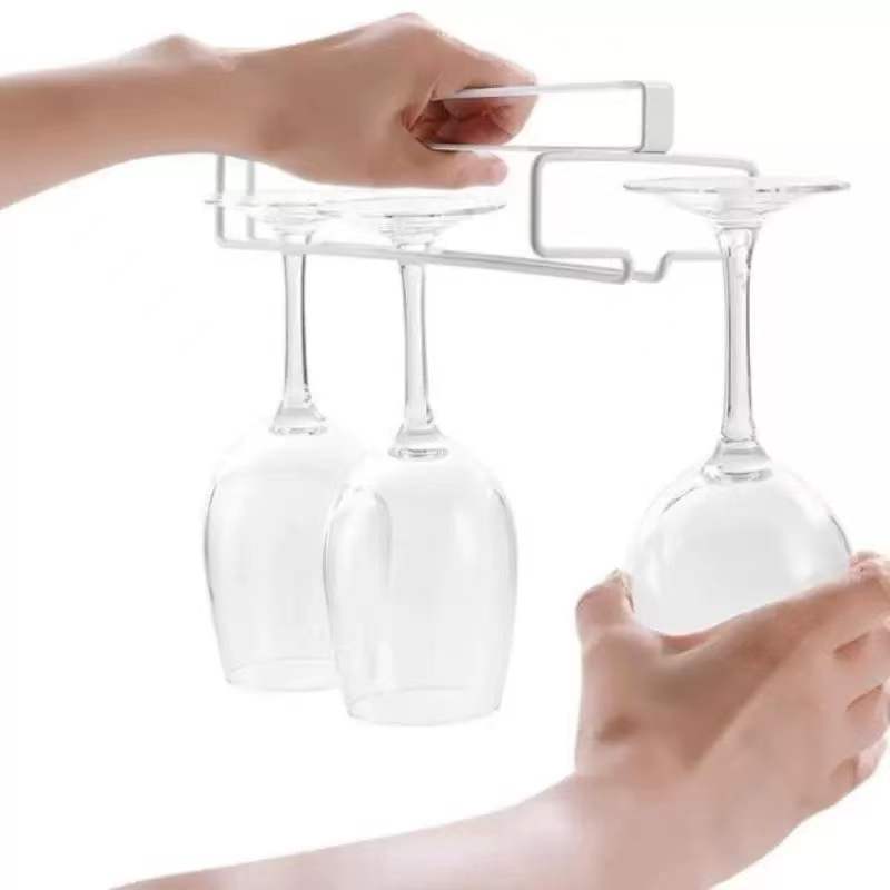 Wine cup holder upside down household creative iron Cabinet cup holder draining rack nail-free art punch-free goblet rack