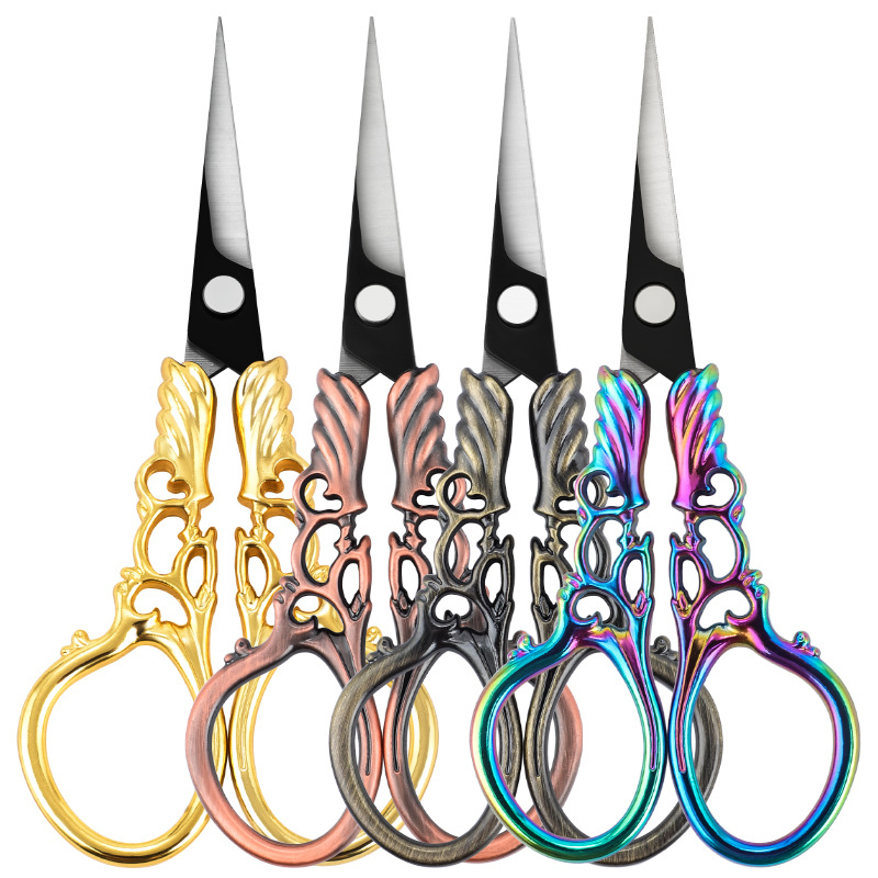 Stainless steel household scissors Vine scissors vintage square handle embroidery scissors student handmade tailor scissors