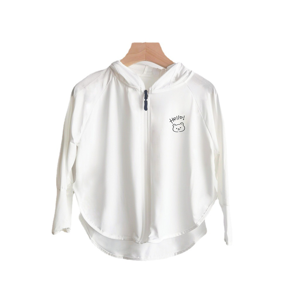 2024 Summer Solid Color Ice Silk Children's Sun Protection Clothing Sun Protection Baby Coat Boys' and Children's Travel Sun Protection Clothing