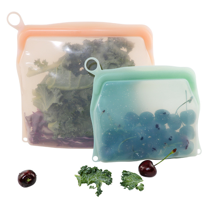 Food Grade Silicone food storage bag reusable refrigerator anti-odor vegetable fruit meat preservation bag customization
