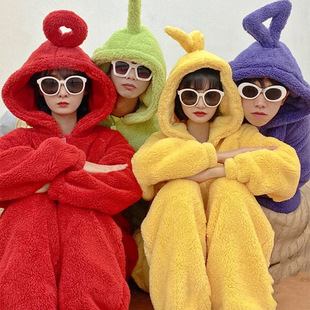 Spot antenna baby flannel one-piece cartoon pajamas for lovers autumn and winter girlfriends bridesmaid group sisters home clothes