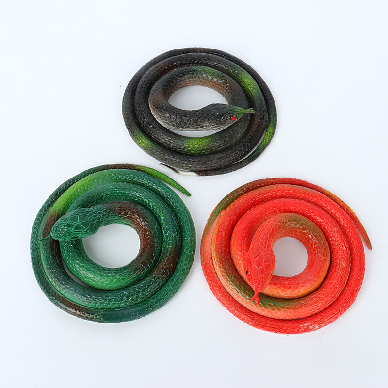 Simulation snake toy big green snake whole person soft glue fake snake Cobra animal model trick props factory direct sales