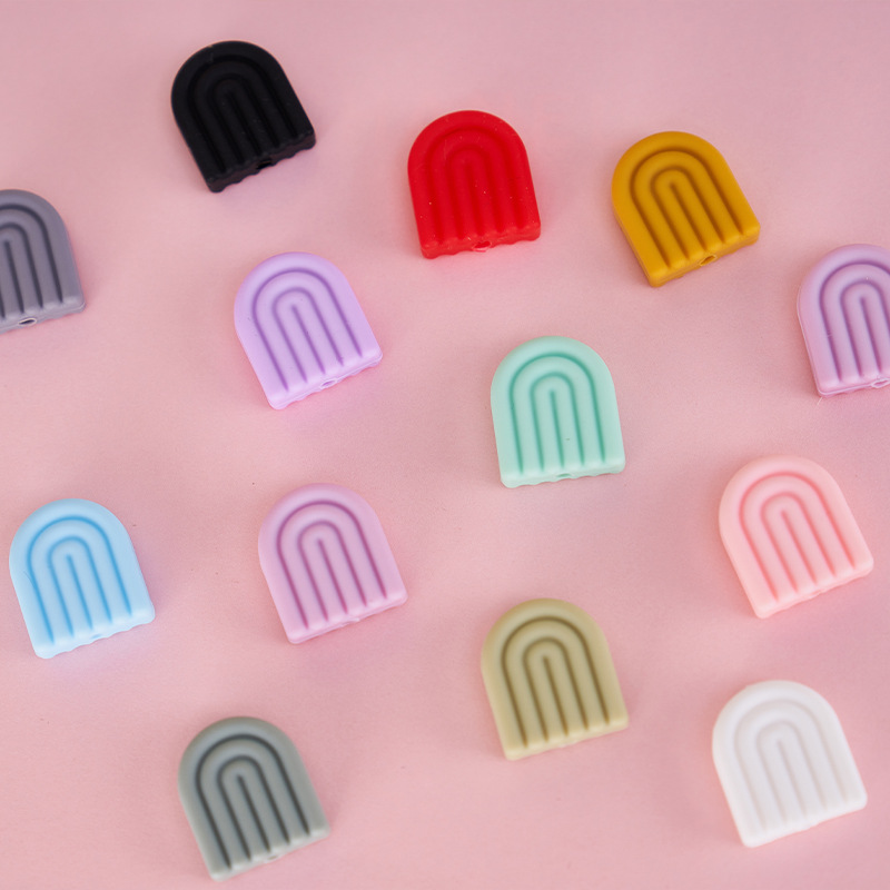 Amazon baby gum diy silicone beads rainbow arch pacifier chain accessories food grade silicone beads wholesale