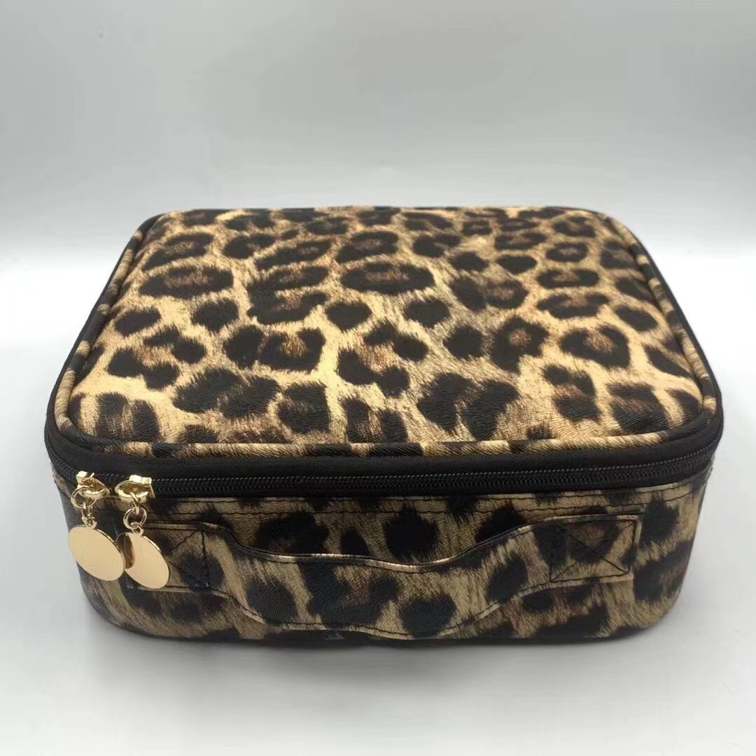 Factory cross-border new marbling partition cosmetic case travel skin care product storage box leopard print cosmetic bag