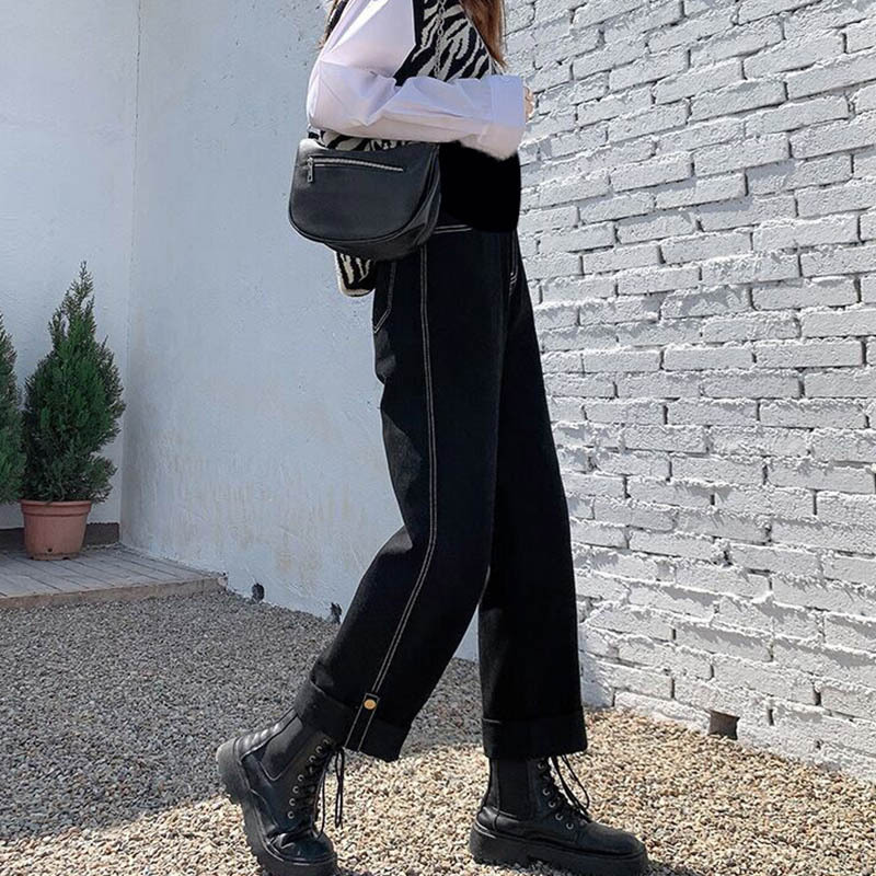 Extra large pregnant women's jeans spring, autumn and winter loose wide-leg casual outer wear straight summer thin trousers