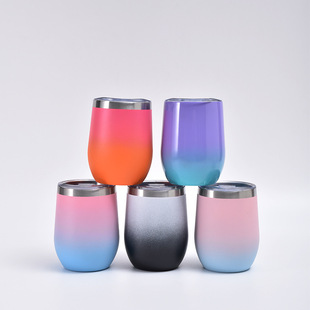 Cross-border exclusive 12oz egg cup stainless steel egg cup double vacuum U-shaped red wine cup egg cup