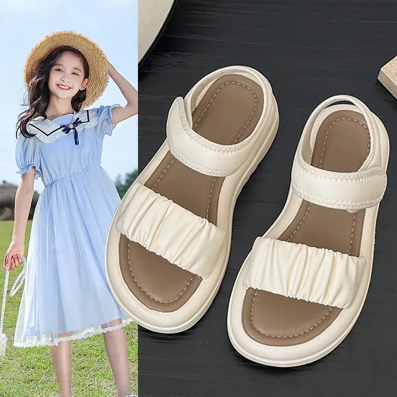Girls' Sports Sandals Summer New 2023 Children's Soft Sole Non-Slip Beach Shoes Large Children's All-Match Princess Shoes