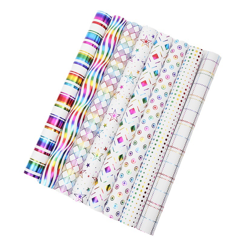 New colorful bronzing wrapping paper vintage striped five-pointed star series gift gift wrapping paper spot wholesale