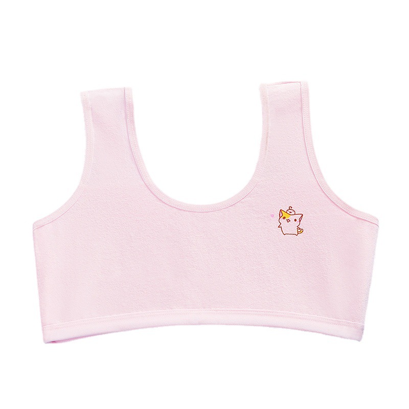 Pure Cotton Double-layer Developing Girls' Vest Four-color Cartoon Girls' Tube Top Underwear for Big Children and Primary School Students and Junior High School Students