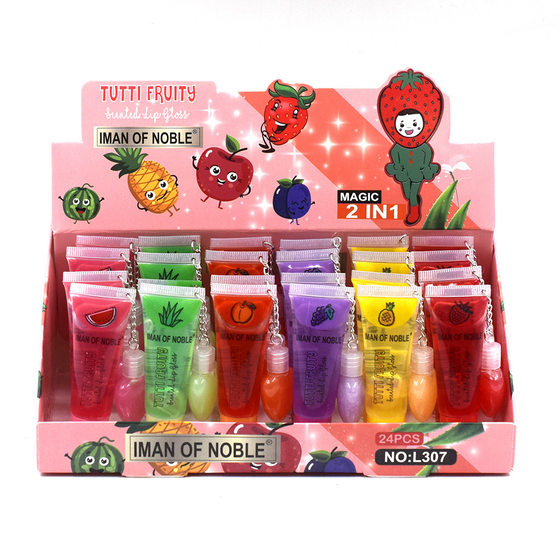 24 Pack Cross-border Export Lip Oil with Peach Heart Love Transparent Colorless Lip Gloss Lip Oil IMAN OF NOBLE