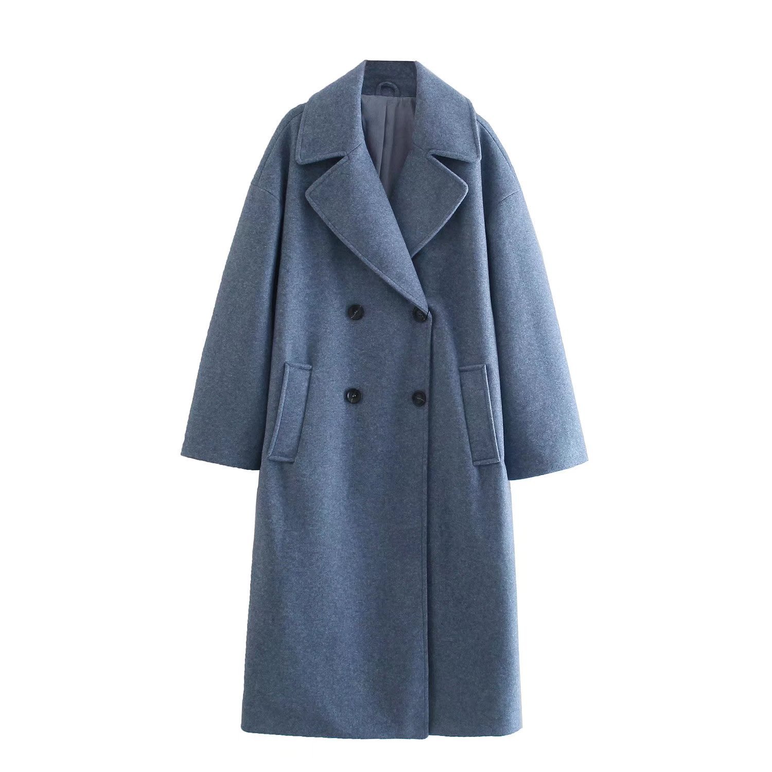 Women's multi-color autumn and winter New lapel double-breasted long thickened woolen overcoat coat 3046293_voghion.com