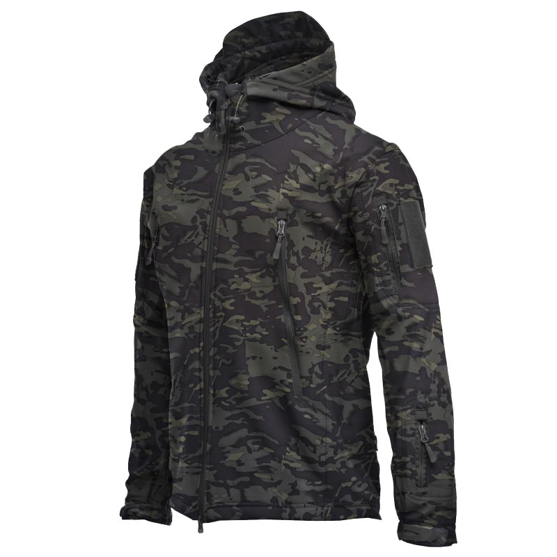 Outdoor Soft Shell Fleece Men's and Women's Autumn and Winter Windproof Waterproof Breathable Warm Three-in-One Jacket Shark Leather Jacket Rush Jacket