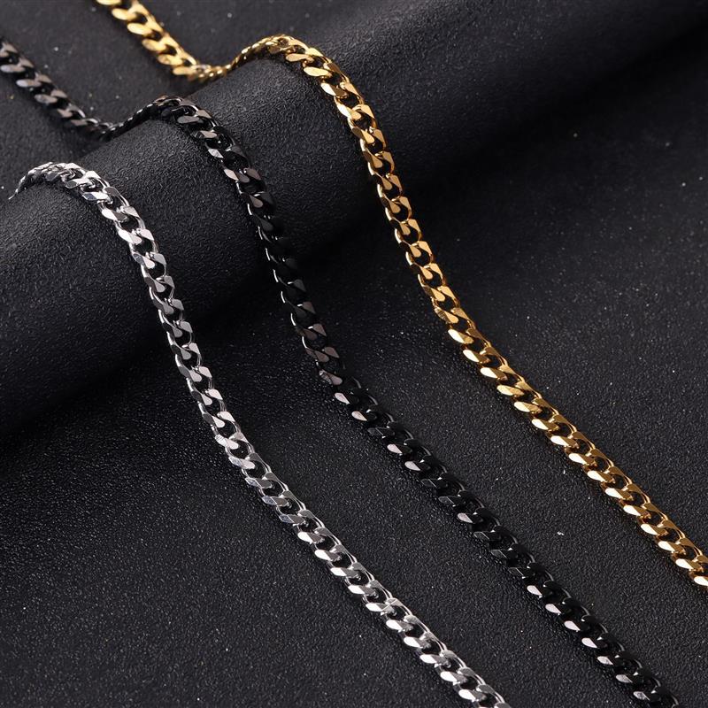 Europe and the United States cross-border hot sale 3/5/7mm stainless steel men's necklace 18K gold vacuum plating two-sided grinding Cuban chain