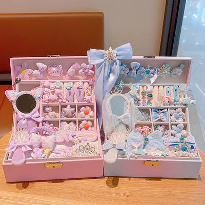 Children's hair accessories suit gift box girls' birthday gift hairpin rubber band headdress little Princess cute jewelry box wholesale