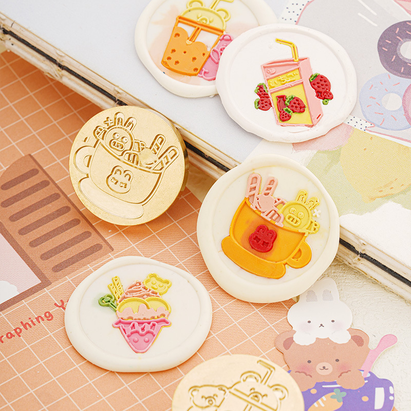 June mid-fire paint seal adorable dessert series brass carved DIY seal decorative seal