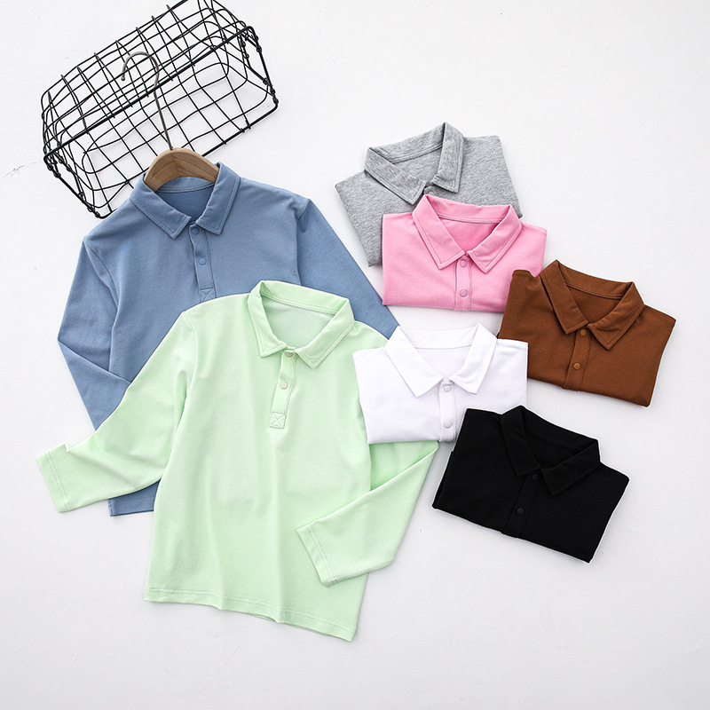 Children's Wear Boy's Polo Shirt 2022 Autumn New Big Children's Baby Top Long Sleeve Western Style Children's T-shirt with Five Claw Buckle