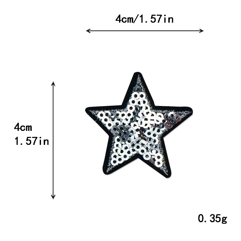 Guanze Embroidery Love Small Five-pointed Star Sequin Embroidery Set Cloth Stickers Patch Patch Bag Shoes and Hats Decorative Patch