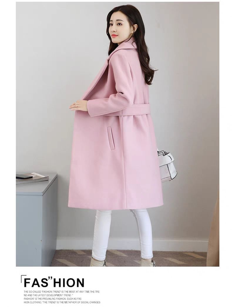 Giacca da abito in lana in stile coreano da donna di media lunghezza 2023 Nuovo cappotto di lana snellente aderente da donna autunno e inverno_voghion.com
