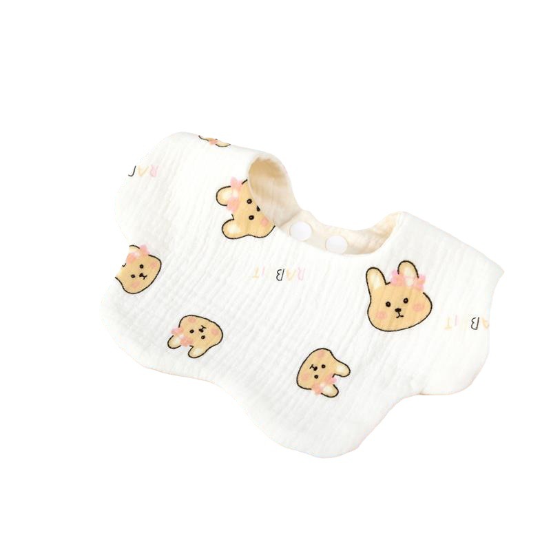 Baby Bib Six-layer Cotton Gauze Baby Bib Baby's Supplementary Food Food Food Bag Anti-spitting Printed Buckle Bib