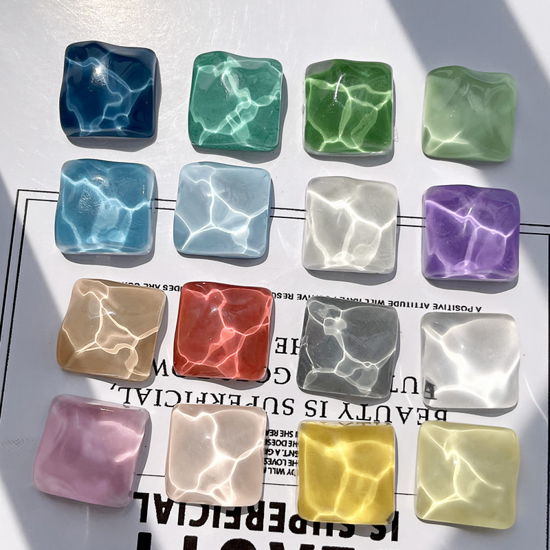 Japanese Geometric Square Irregular Water Corrugated Resin Patch diy Phone Case Hairpin Earring Accessories Material Bag