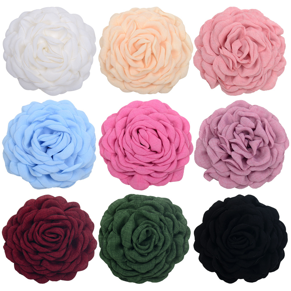 Caro same style baked edge fabric headdress flower 12cm burnt edge big flower diy hair accessories shoes and hats flower corsage jewelry accessories