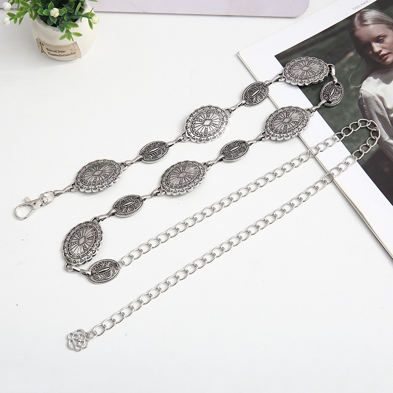 European and American metal belt waist chain Oval versatile accessories jeans_voghion.com