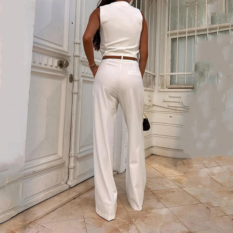 Summer 2023 European and American Amazon cross-border solid color button design slim vest vest temperament commuter suit women