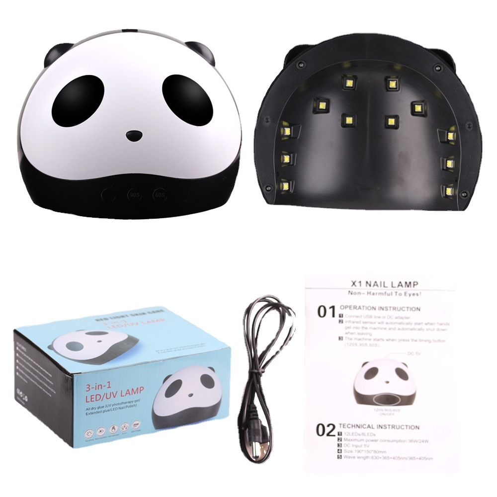 Cross-border Panda Manicure Lamp 36W Intelligent Sensor Nail Polish Gel Baking Light Therapy Lamp Three-speed Timing Manicure Machine