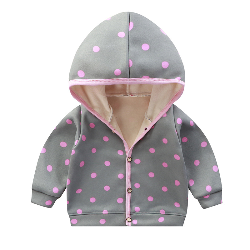 Children's clothing new autumn and winter boys' fleece jacket infant hooded sweater baby girls' cardigan jacket one-piece delivery