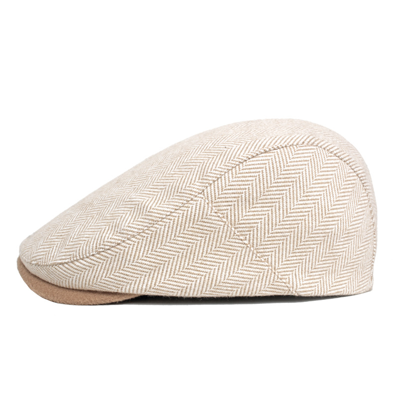 British style men's newsboy hat tweed adjustable beret autumn and winter warm forward hat casual peaked cap tide