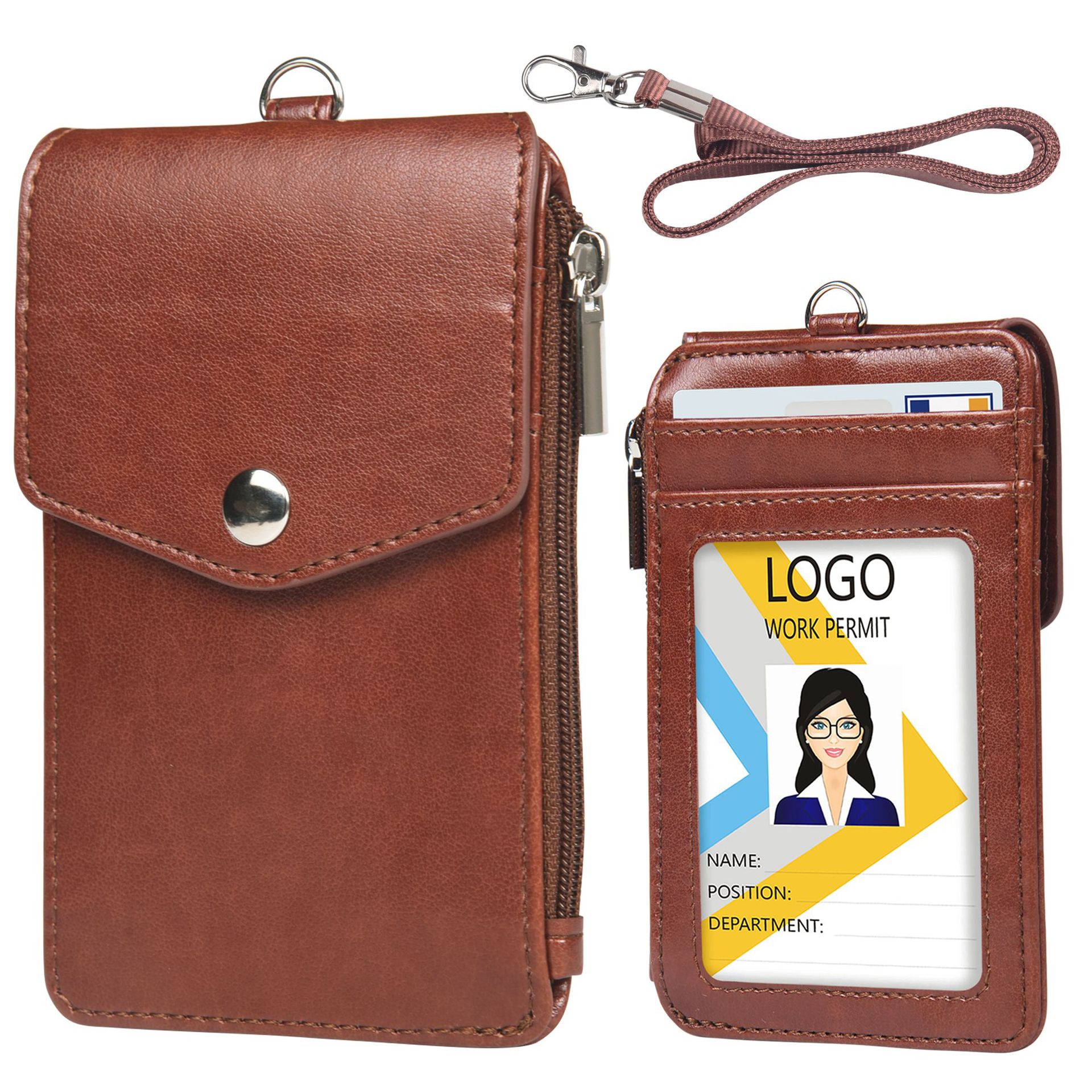 PU badge vertical multi-card position factory card men's and women's work card leather simple card holder student ID card holder in stock