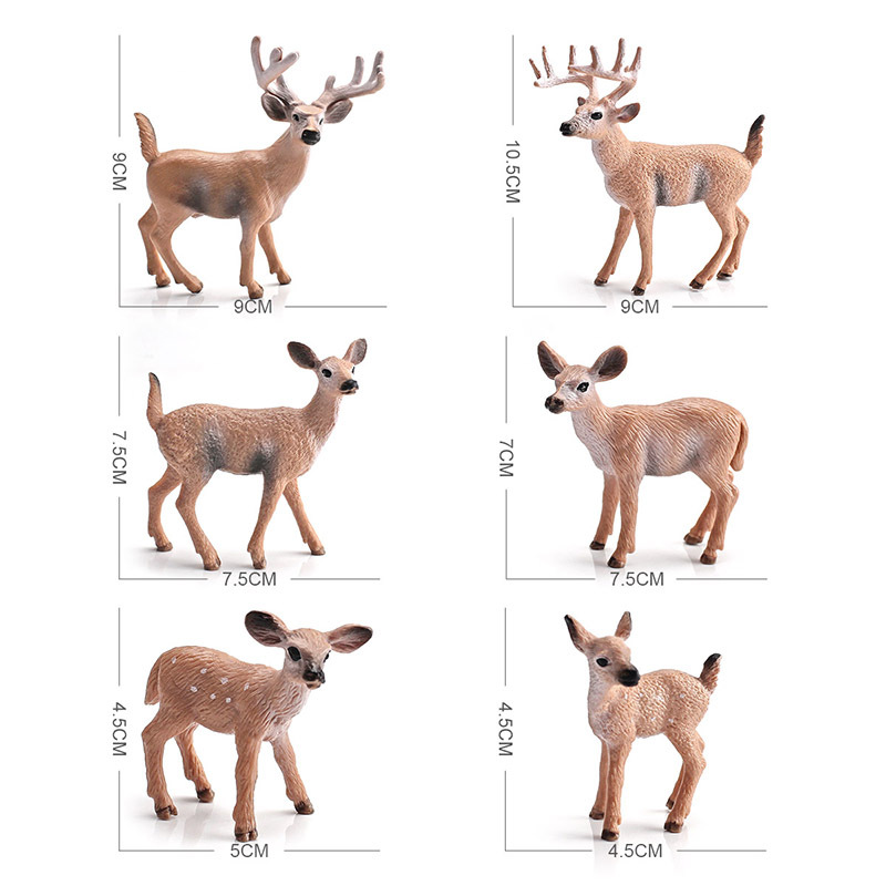 外贸跨境热销仿真圣诞节森林麋鹿驯鹿白尾鹿动物摆件模型套装玩具