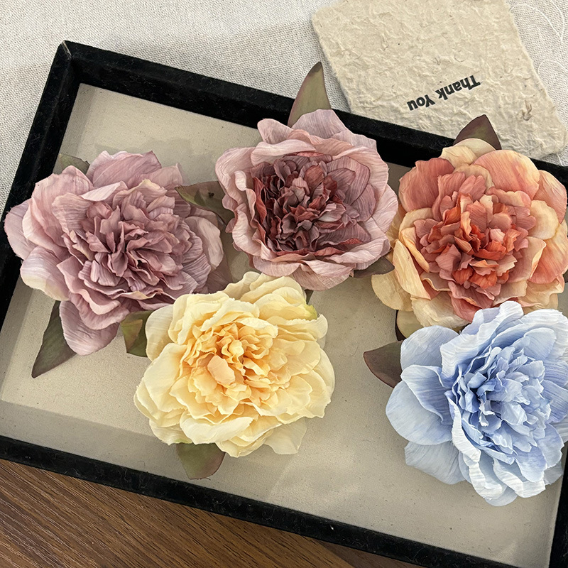 Light face Style ancient style gradient Peony Flower hairpin Super fairy Western style side clip atmosphere sense photo hair accessories hairpin_voghion.com