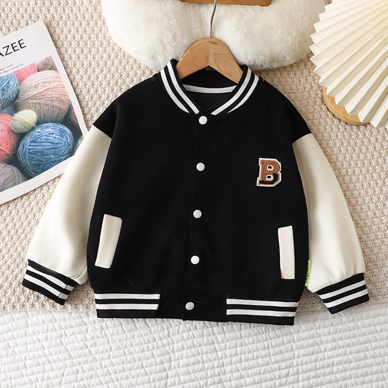 2023 New Children's Baseball Suit Baby's Autumn and Winter Thickened Casual Coat Mid-Big Children's Western Style Cardigan Sweater Children's Clothing