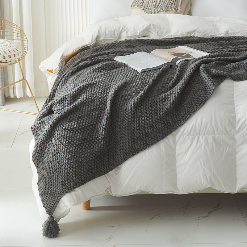 New Nordic Style Tassel Knitted Blanket Office Air Conditioning Lunch Break Blanket Wool Cover Blanket Sofa Casual Blanket Blanket
