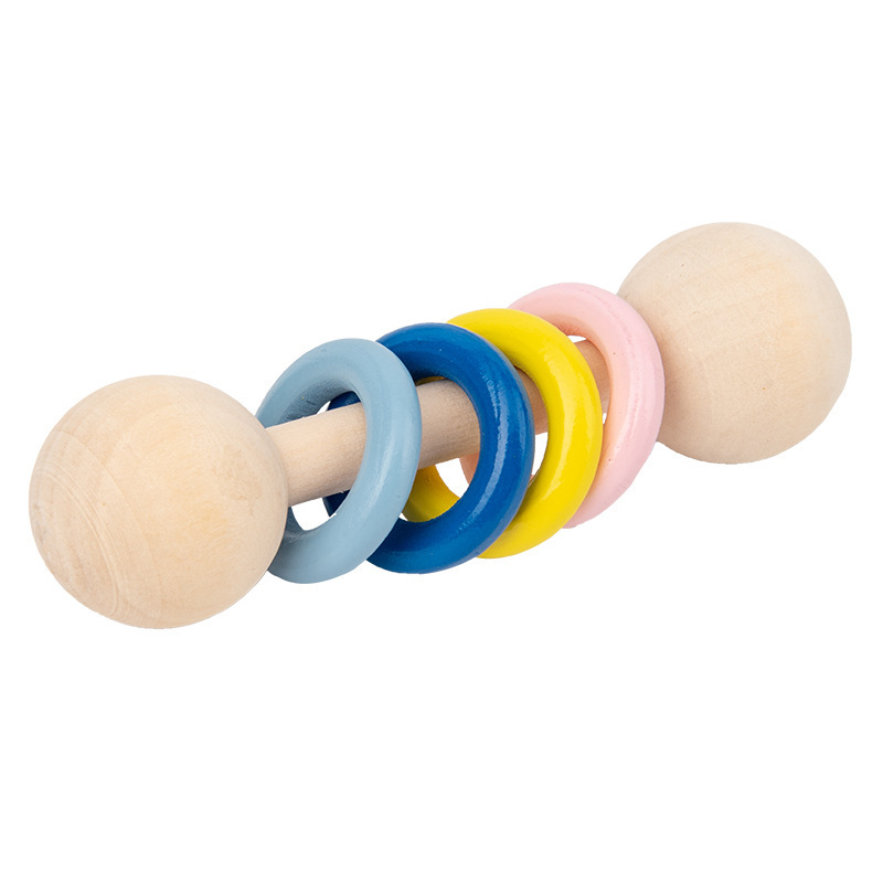 Factory Wholesale Amazon Cartoon Wooden Rattle 0.025 Baby Orff Musical Instrument Hand Training Toys