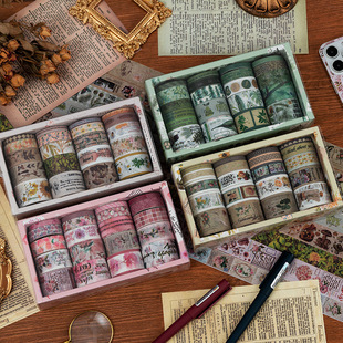Forest dream series hand account and paper tape gift box suit diy retro style hand account tape decorative material stickers