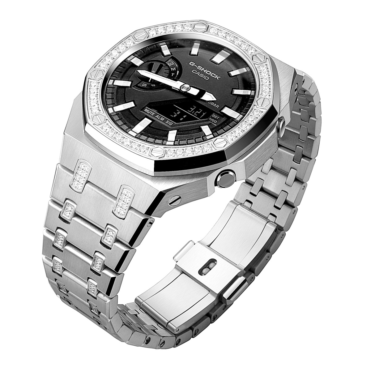 Luxury full diamond ga2100 case for Casio modified case 316L stainless steel watch replacement