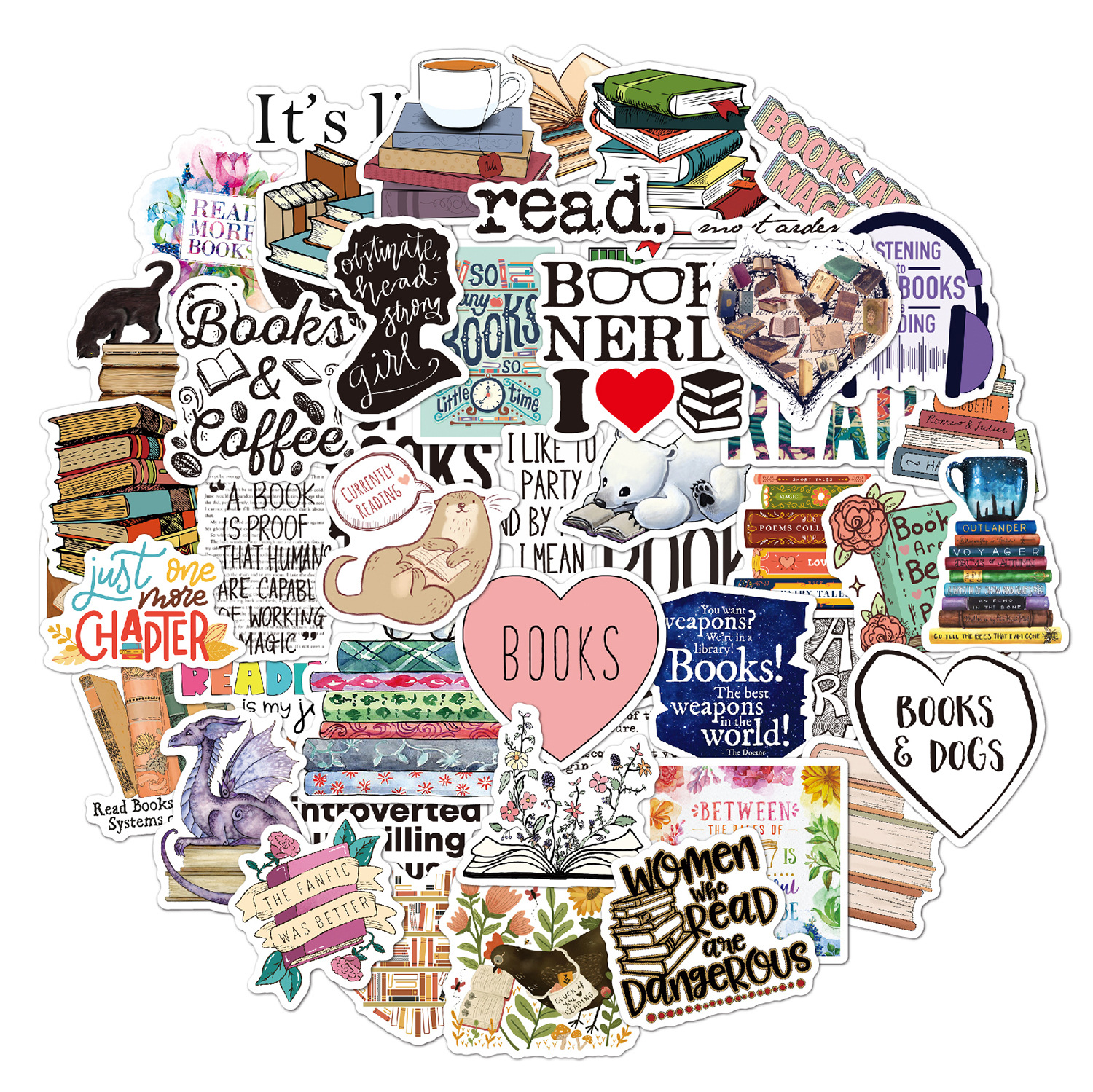 Reading stickers 50 stationery cups mobile phone kindle tablet computer decoration waterproof luggage stickers wholesale
