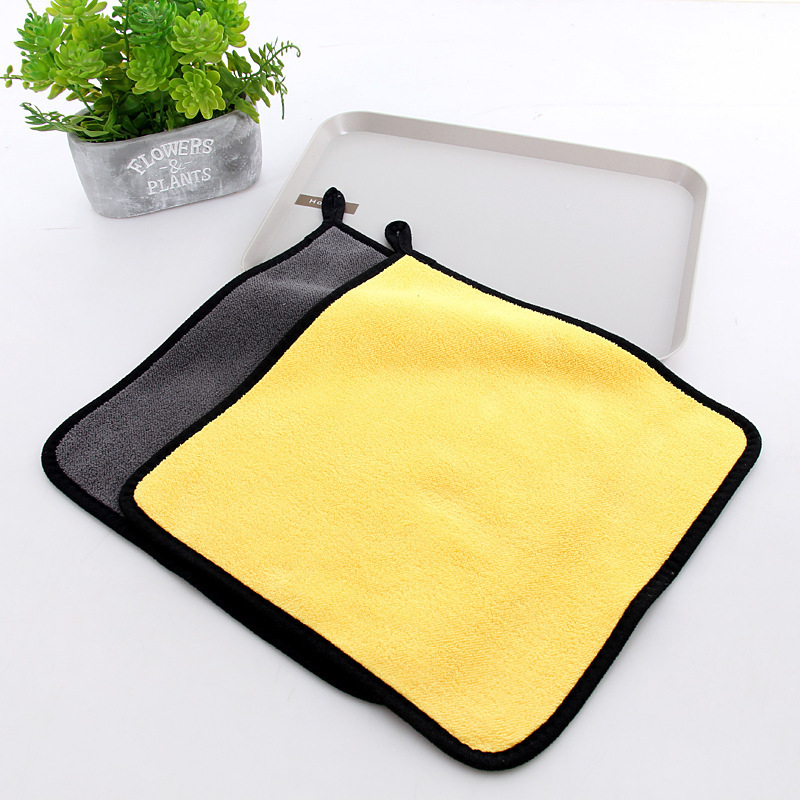 Coral fleece car Towel Double color gray yellow housekeeping cleaning car wash cloth fishing gear gift Towel logo