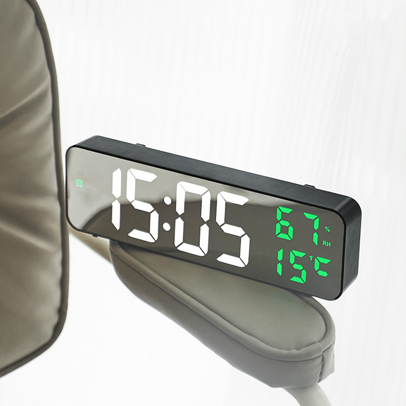 Cross border hot selling LED alarm clock simple mirror clock living room wall clock multi-function clock 671