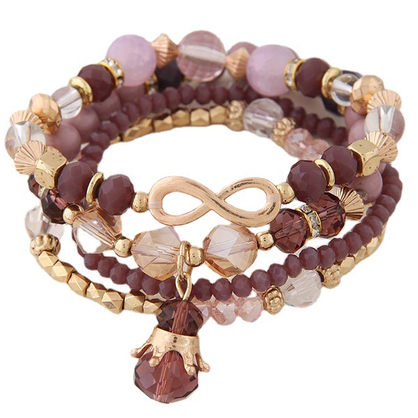 B0748 European and American simple crystal mix and match personality 8-shaped fashion beaded bracelet pendant jewelry jewelry