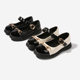 Girls' Leather shoes little girl flat loafers fashion color matching single shoes soft bottom children's shoes student British style shoes