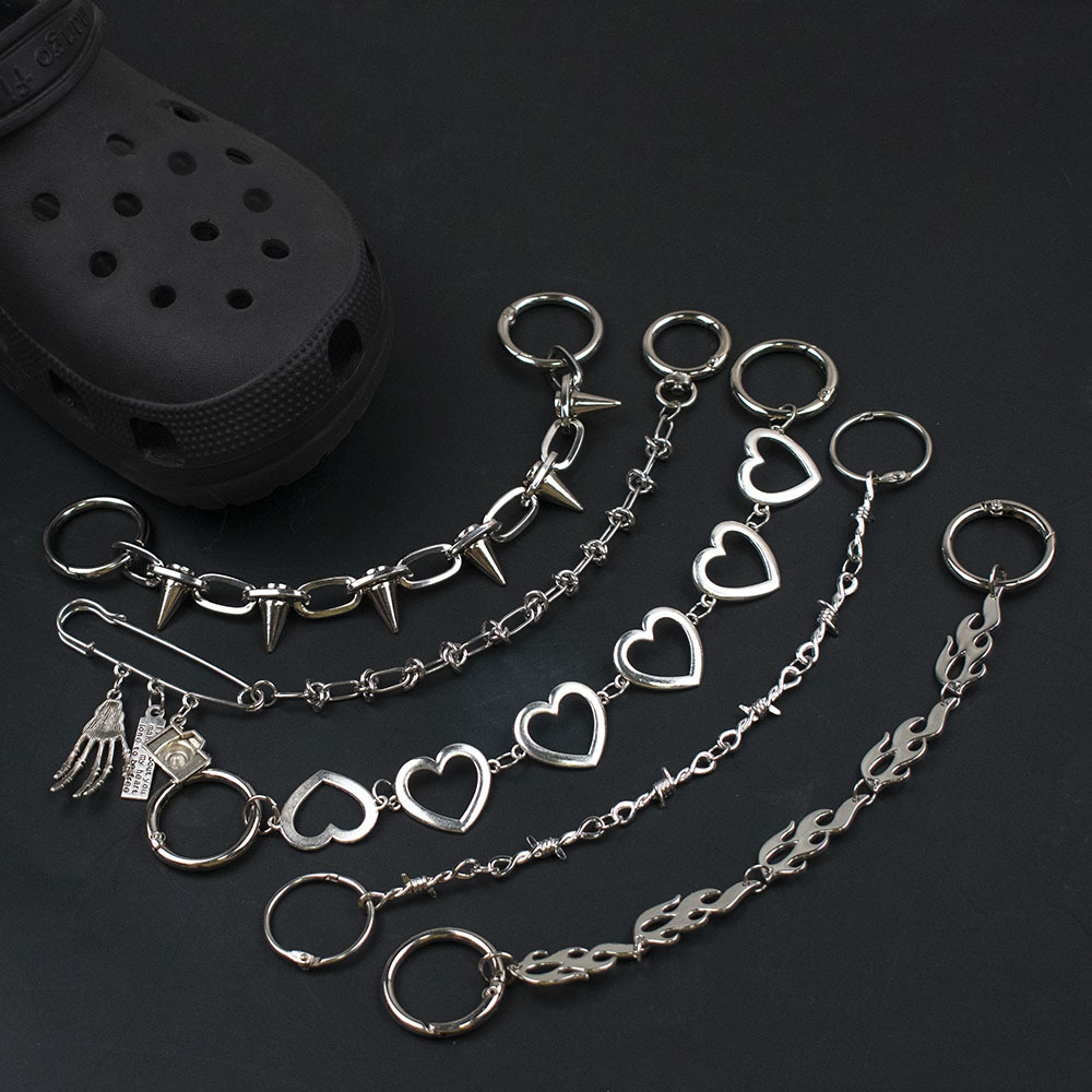 Shoes sneaker Accessories Punk Dark Hole Shoes Shoes Buckle Stud Thorns European and American Hip Hop Metal Shoes Chain
