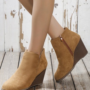 2022 Autumn and Winter New Wedge Ankle Boots Women Independent wish Vintage Martin Boots Chelsea Boots Large Size Women's Shoes