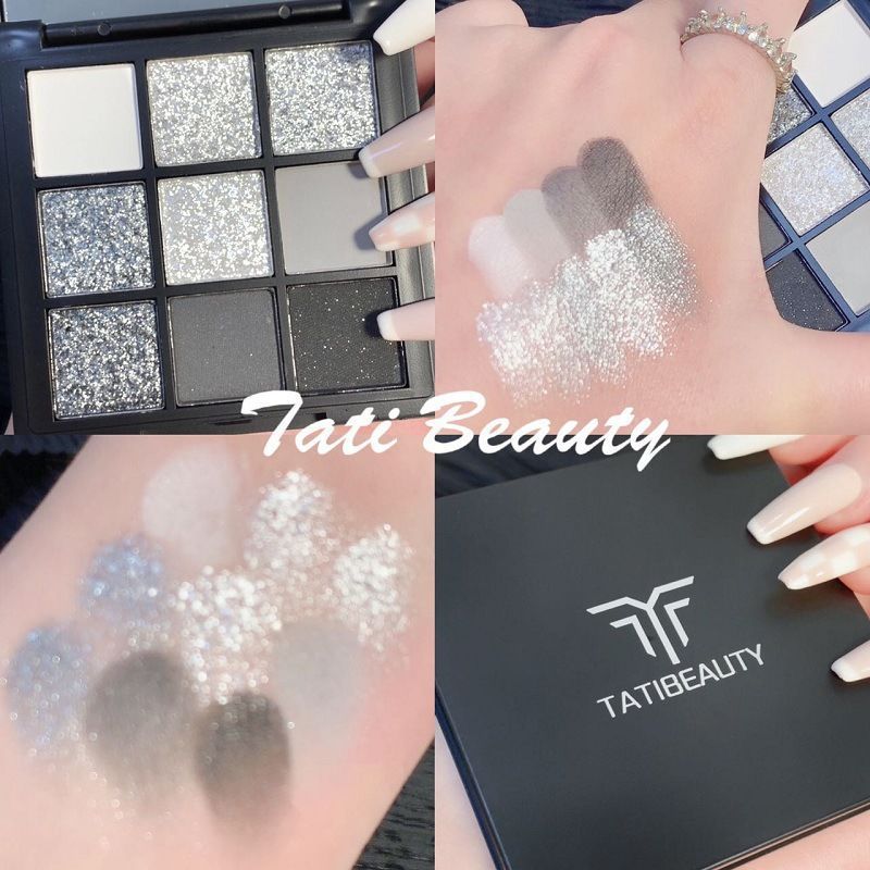 Cold Sweet Light European and American Smoked Makeup Nine Color Eye Shadow Plate Cement Dark Punk Smoked Black and White Gray Metallic Pearlescent