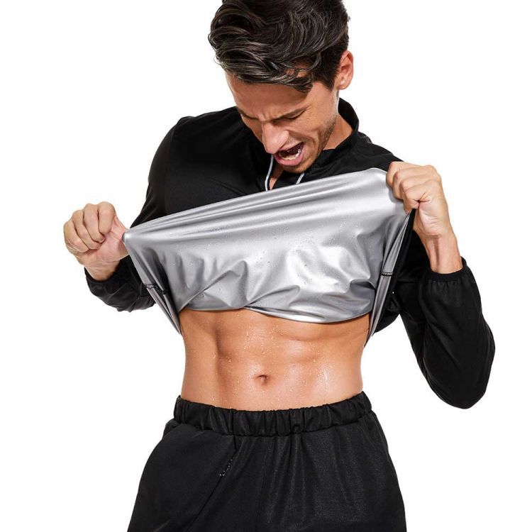 Sweat-breaking clothes men's pullover top sweat-reducing body weight-reducing sweat-breaking clothes plus size plus size sports running workout clothes sweat-wicking
